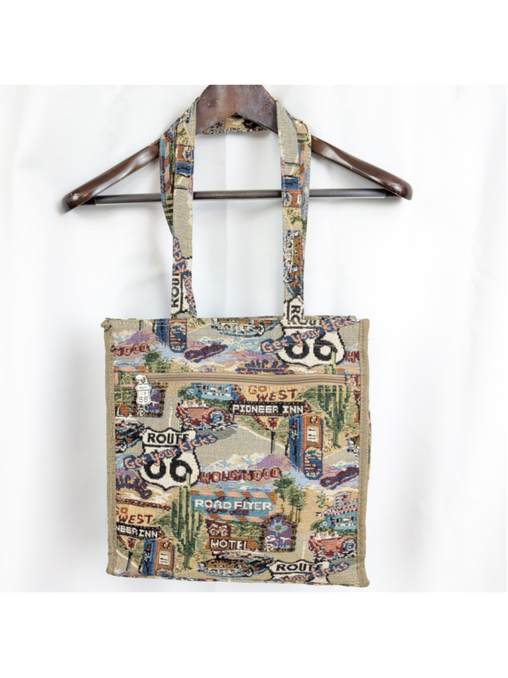 Vintage Route 66 Tapestry Tote Bag